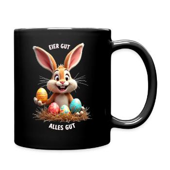 Osterhase lustig Ostern Osterei Sprüche Osterfest - Tasse einfarbig - Schwarz - Rechts