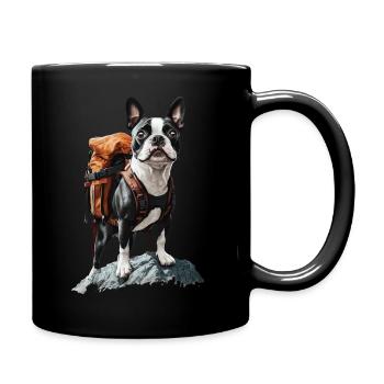 Boston Terrier - Tasse einfarbig - Schwarz - Rechts