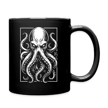 Cthulhu’s Gaze – Tentakel in Schwarz und Weiß - Tasse einfarbig - Schwarz - Rechts
