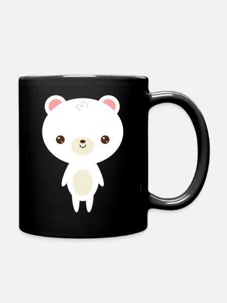 cute polar bear - Full Colour Mug - black
