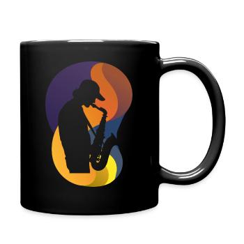 Saxophonist Orleans Blaskapelle - Tasse einfarbig - Schwarz - Rechts