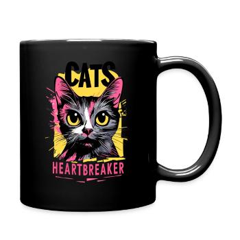Cats Heartbreaker Meow Katzen Cat Mom Heart - Tasse einfarbig - Schwarz - Rechts