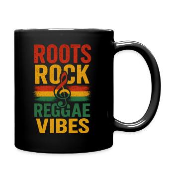 Roots rock Rasta Style, Reggae Music Lover - Full Colour Mug - black - Right