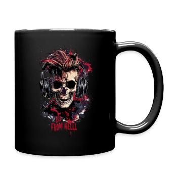 Skull DJ FROM HELL Headphone Music Ravewear - Full Colour Mug - black - Right
