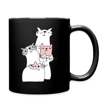 katzen treffen - Tasse einfarbig - Schwarz - Rechts