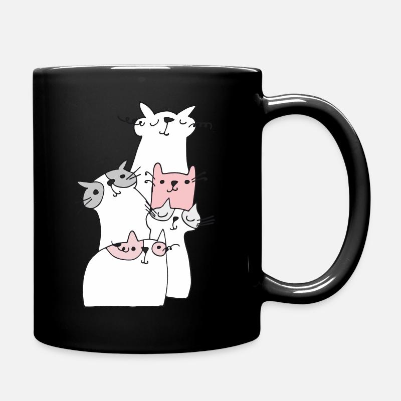 katzen treffen - Tasse einfarbig - Schwarz