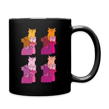 katzen treffen muster - Tasse einfarbig - Schwarz - Rechts