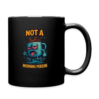 Not a Morning Person – Tired Cup with Caffeine Eyes - Full Colour Mug - black - Right