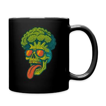 Brokkoli Schädel mit Sonnenbrille Zunge Skelett - Tasse einfarbig - Schwarz - Rechts