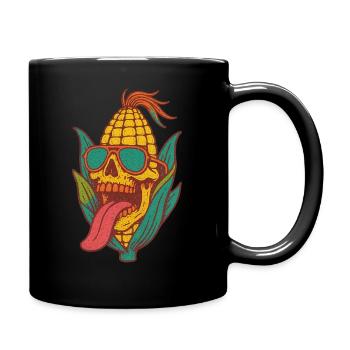 Corn Skull With Sunglasses Tongue Skeleton - Full Colour Mug - black - Right