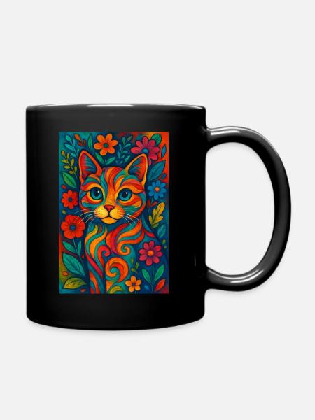 Chat psycédélique - Mug uni - noir