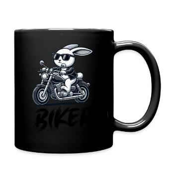 hase motorrad biker - Tasse einfarbig - Schwarz - Rechts