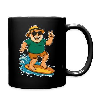 Papy cool sur la planche de surf - Mug uni - noir - Droite