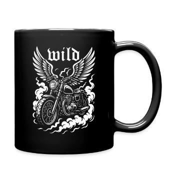 Wild rider on the motorcycle - Full Colour Mug - black - Right