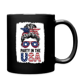 Amerikanische Flagge Party in den USA 4. Juli Patriotisch - Tasse einfarbig - Schwarz - Rechts
