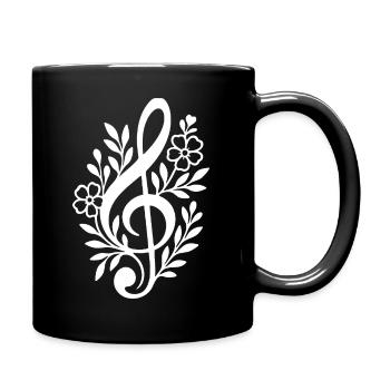 Floral Music Nota Artistic Print - Full Colour Mug - black - Right