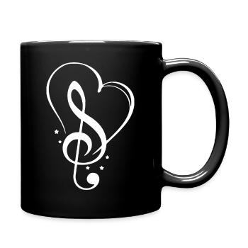 Musical Heart with Treble Clef Design - Full Colour Mug - black - Right