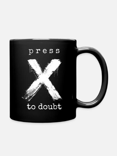 Press X to Doubt - Full Colour Mug - black