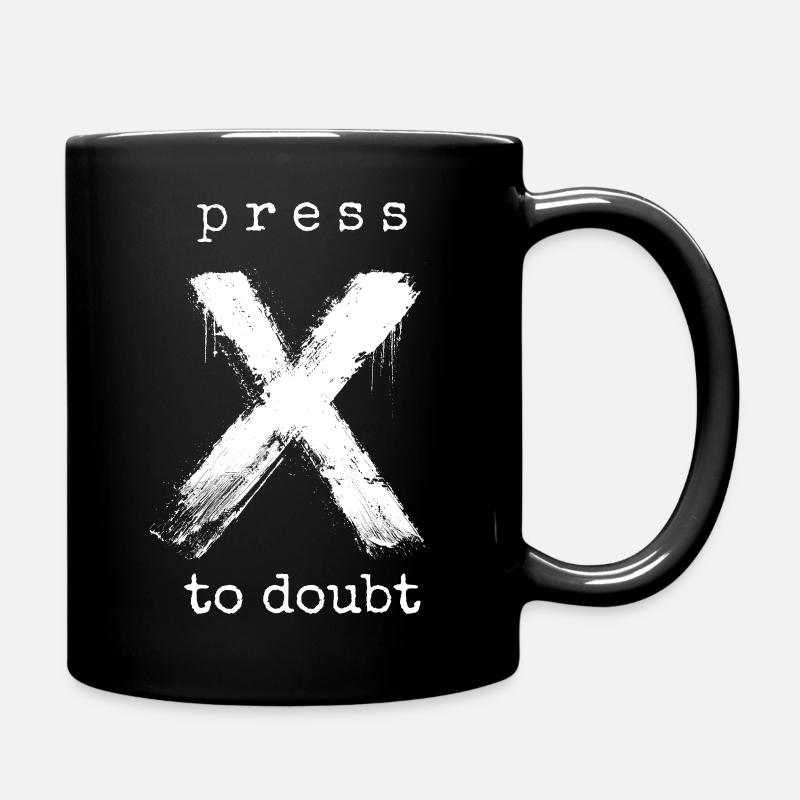 Press X to Doubt - Full Colour Mug - black