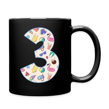 HOLIDAY NUMBER 3 YEARS SUMMER 3RD BIRTHDAY - Full Colour Mug - black - Right