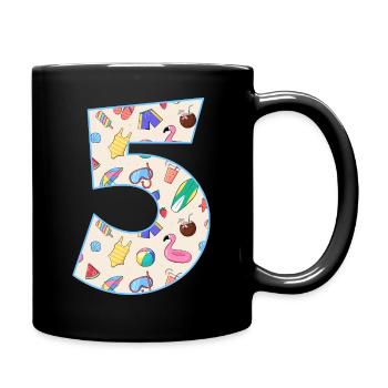 HOLIDAY NUMBER 5 YEARS SUMMER 5TH BIRTHDAY - Full Colour Mug - black - Right