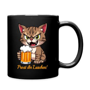 Bier Katze Prost ihr Luschen Fest Männer Oktober - Tasse einfarbig - Schwarz - Rechts