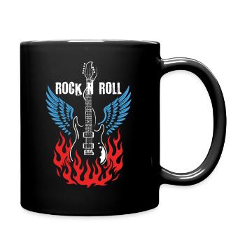 Rock and Roll Guitar Flame Design - Full Colour Mug - black - Right