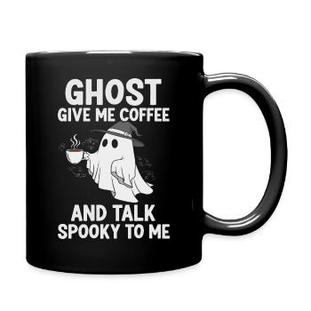 Motif humoristique et effrayant avec un café fantôme - Mug uni - noir - Droite