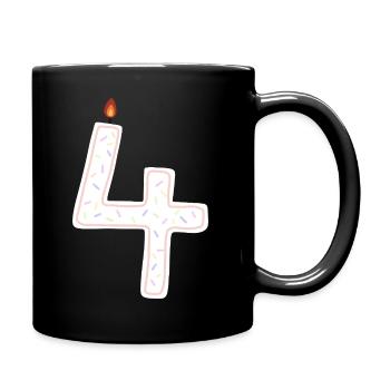 Festive Number Four Candle Design - Full Colour Mug - black - Right