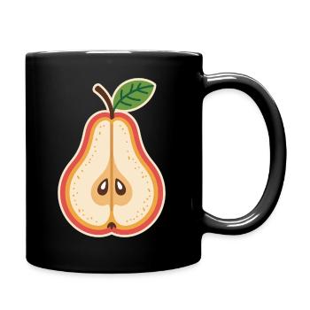 Saftige Birne Minimalistische Fruchtgrafik - Tasse einfarbig - Schwarz - Rechts