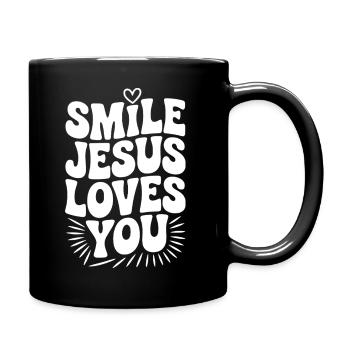 Sourire Jésus t’aime - Mug uni - noir - Droite