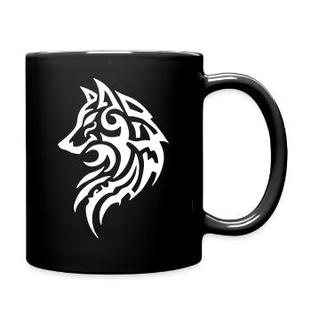 Wolf Tribal Tattoo - Full Colour Mug - black - Right