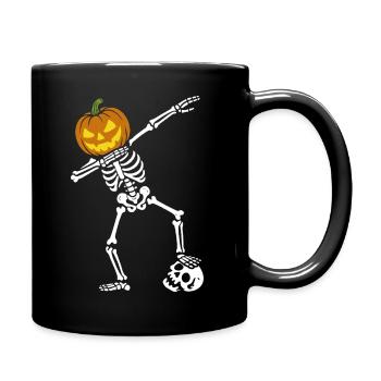Halloween Dab Dance Skeleton with Skull - Full Colour Mug - black - Right