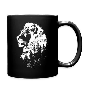 Lion Nature Forest Mountains Lion Head - Full Colour Mug - black - Right