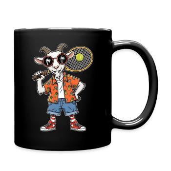 Chèvre de tennis cool avec une raquette, ambiance estivale - Mug uni - noir - Droite