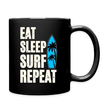 Eat Sleep Surf Repeat - Full Colour Mug - black - Right