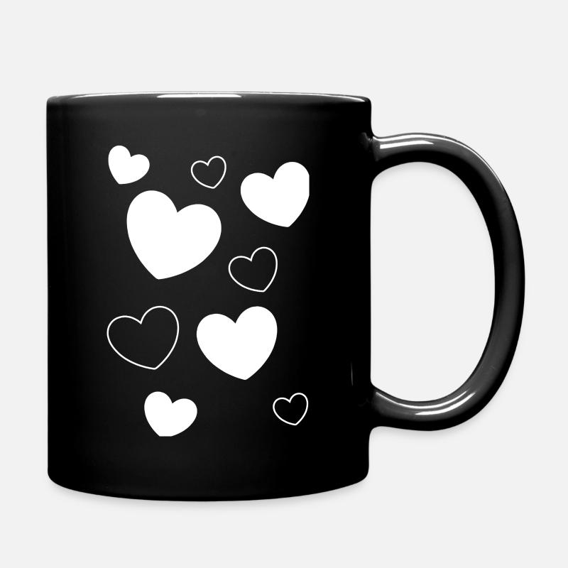 Herz weiß weißes Herz Muster Geschenk Valentinstag - Tasse einfarbig - Schwarz