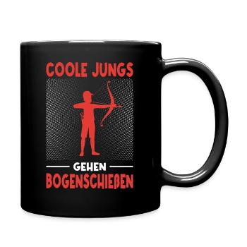 Bogenschießen Geschenk Bogenschütze Jungs - Tasse einfarbig - Schwarz - Rechts