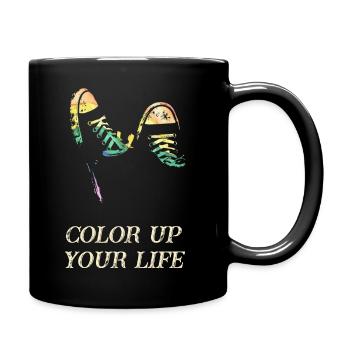 Bunte Sneakers im Retro-Style - Tasse einfarbig - Schwarz - Rechts