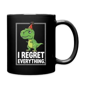 Dino Party Hat I Regret Everything - Full Colour Mug - black - Right