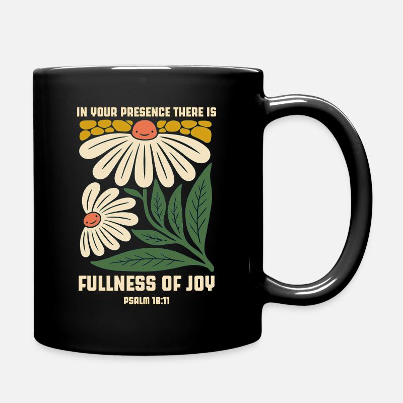 Fullness of Joy Psalm 16:11 Retro Christian Design - Full Colour Mug - black