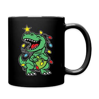Stylischer Print mit „Tree Rex“ Dino Tannenbaum - Tasse einfarbig - Schwarz - Rechts