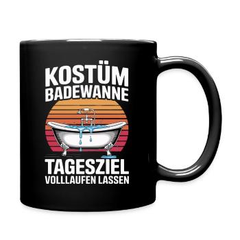 Retro Badewanne Sonnenuntergang - Tasse einfarbig - Schwarz - Rechts