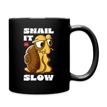Snail It Slow Cartoon Snail Design - Tasse einfarbig - Schwarz - Rechts