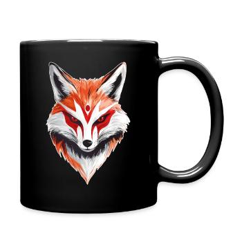Fuchs Japanische Maske - Tasse einfarbig - Schwarz - Rechts