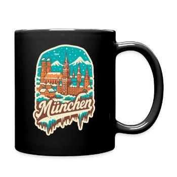 Munich en hiver - Illustration romantique - Mug uni - noir - Droite