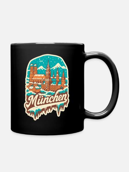 Munich en hiver - Illustration romantique - Mug uni - noir