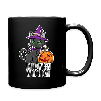 Niedliche Halloween Katzen Hexe Halloween WitchCat - Tasse einfarbig - Schwarz - Rechts