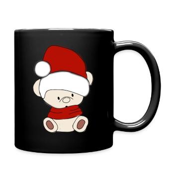Teddy bear with winter hat Santa hat - Full Colour Mug - black - Right