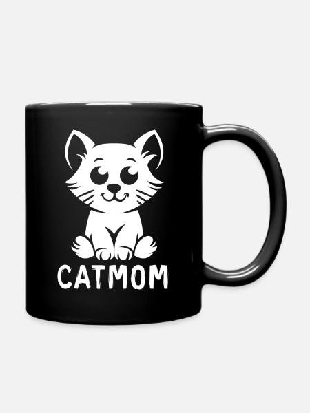 Süßes Cat Mom Katzenmotiv - Tasse einfarbig - Schwarz